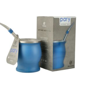 Set de mate y bombilla PARY AZUL PERLADO