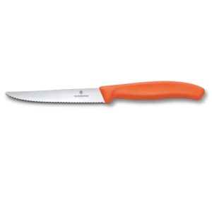 CUCHILLO PARA CARNE Y PIZZA. 6 PIEZAS NARANJA
